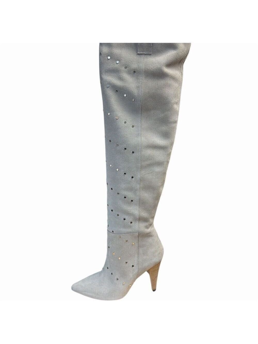 IRO Elgow Women's NIB Smoke Gray Studded Knee-High Suede Boots Size 6.5 (37)